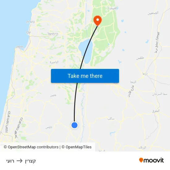 רועי to קצרין map