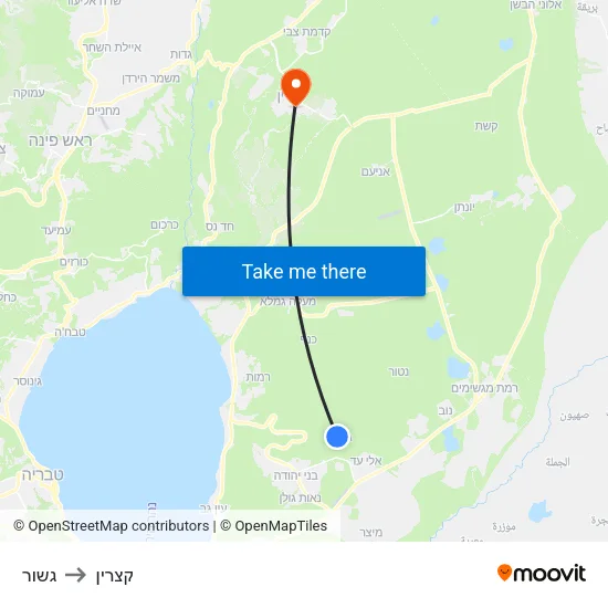 גשור to קצרין map
