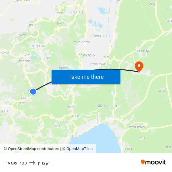 כפר שמאי to קצרין map