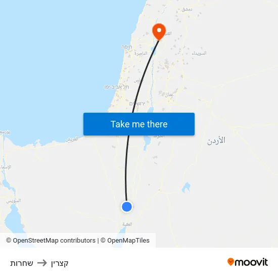 שחרות to קצרין map