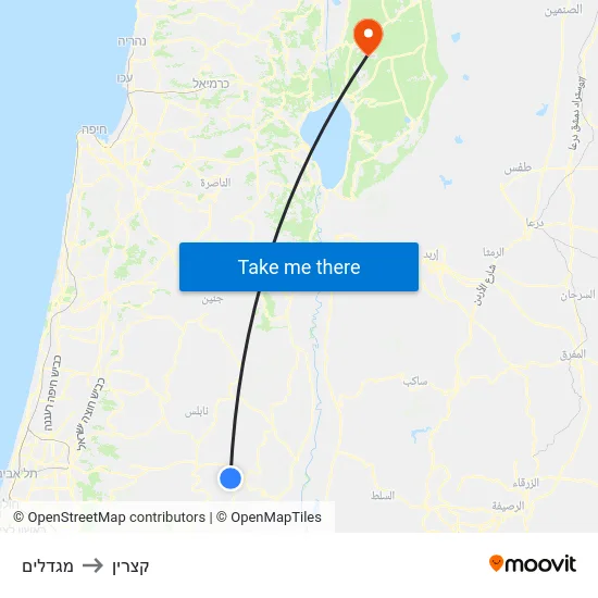 מגדלים to קצרין map