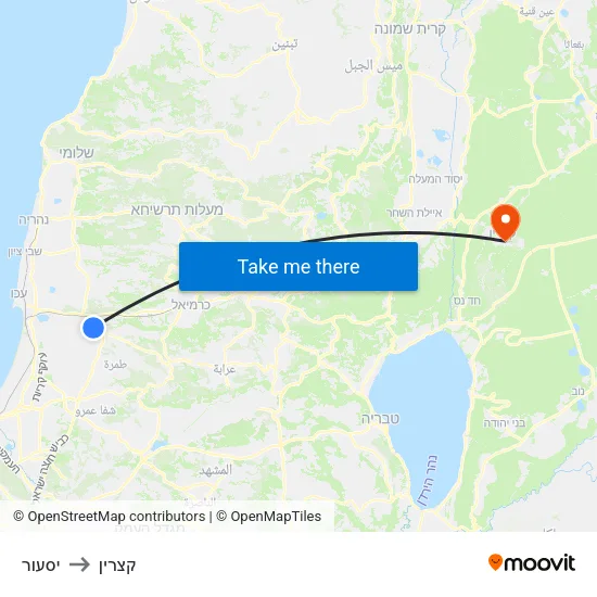 יסעור to קצרין map