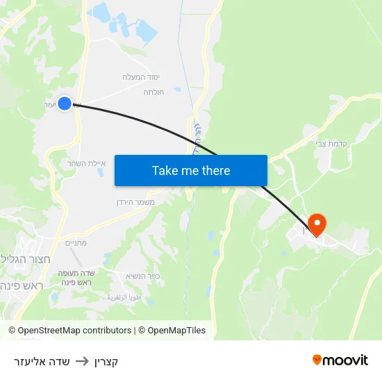 שדה אליעזר to קצרין map