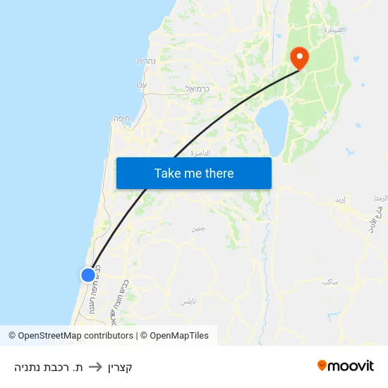 ת. רכבת נתניה to קצרין map
