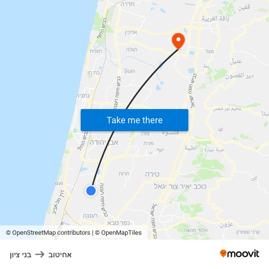 בני ציון to אחיטוב map