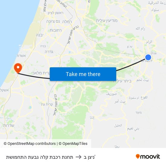 תחנת רכבת קלה גבעת התחמושת to ניצן ב' map