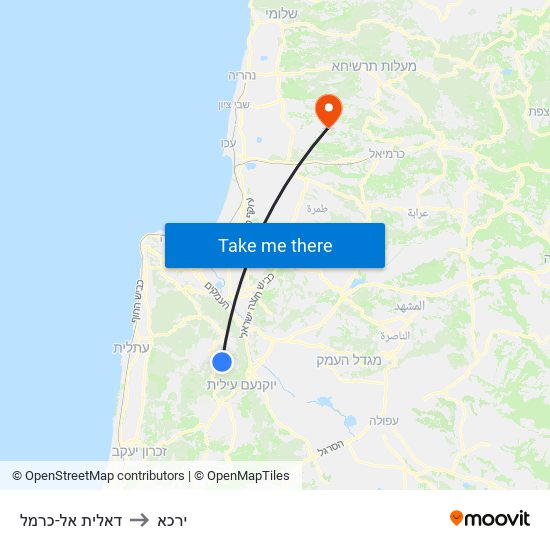 דאלית אל-כרמל to ירכא map