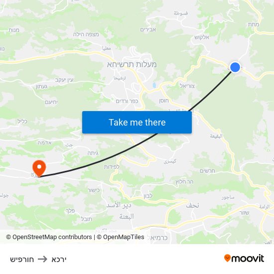 חורפיש to ירכא map