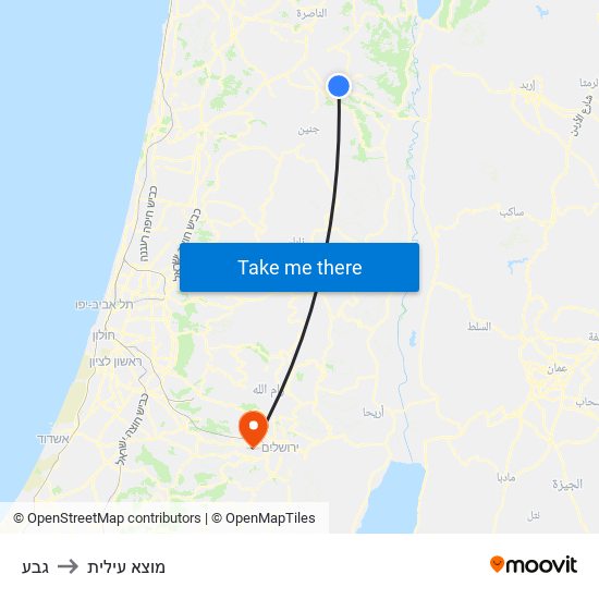 גבע to מוצא עילית map