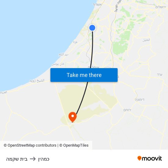 בית שקמה to כמהין map