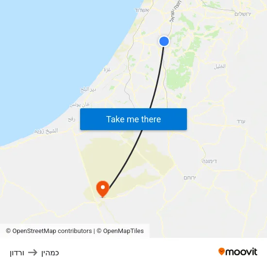 ורדון to כמהין map