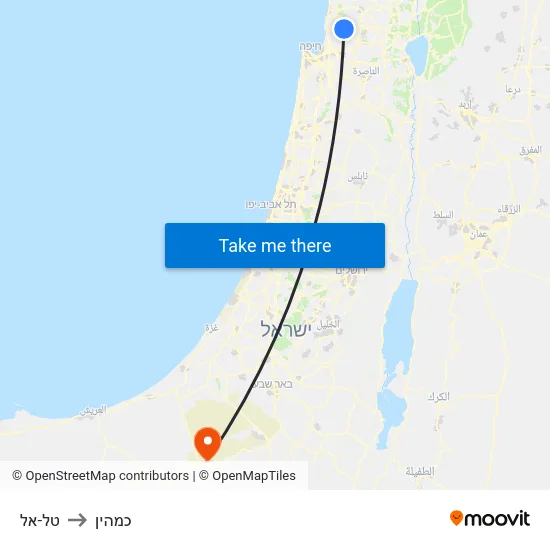 טל-אל to כמהין map