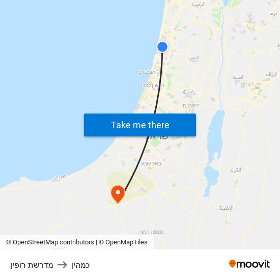 מדרשת רופין to כמהין map