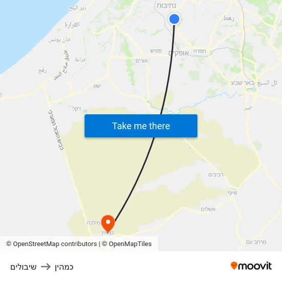שיבולים to כמהין map