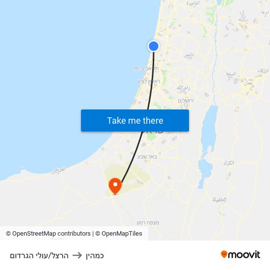 הרצל/עולי הגרדום to כמהין map