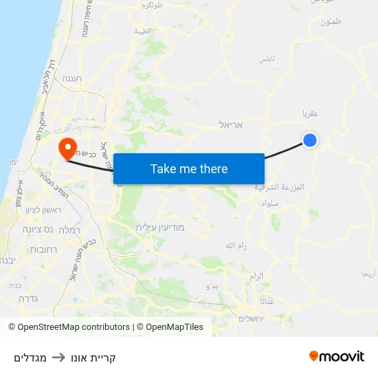 מגדלים to קריית אונו map