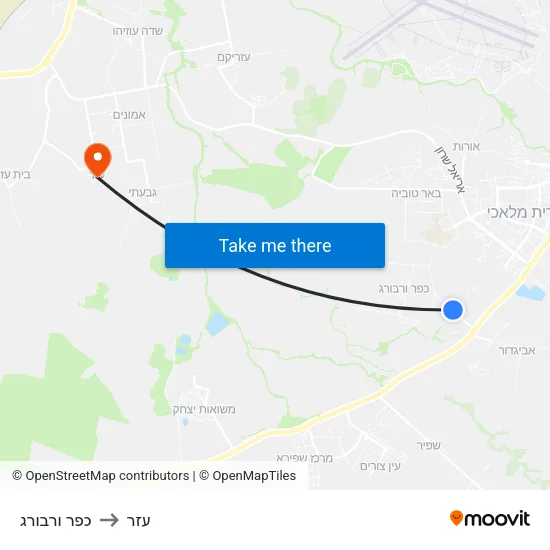 כפר ורבורג to עזר map