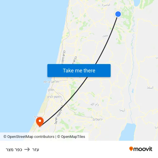 כפר מצר to עזר map