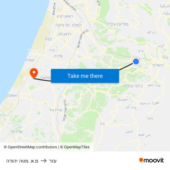 מ.א. מטה יהודה to עזר map