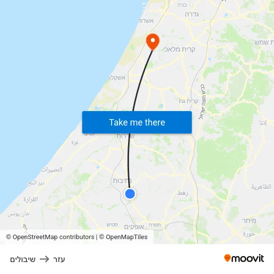 שיבולים to עזר map