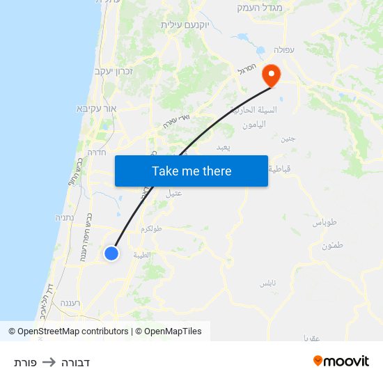 פורת to דבורה map