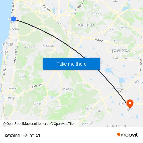 החותרים to דבורה map