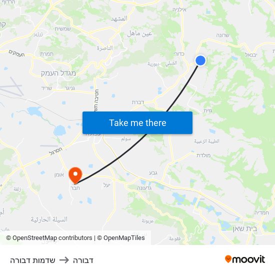 שדמות דבורה to דבורה map