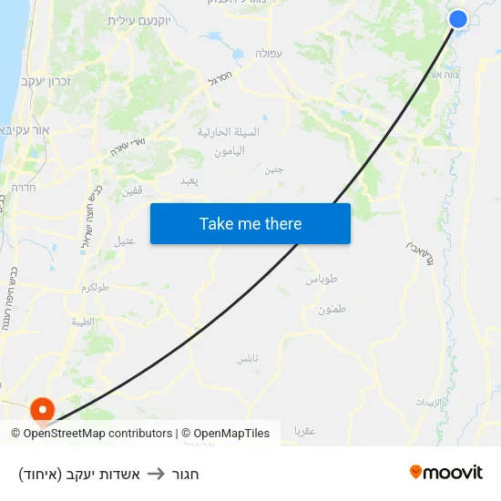 אשדות יעקב (איחוד) to חגור map