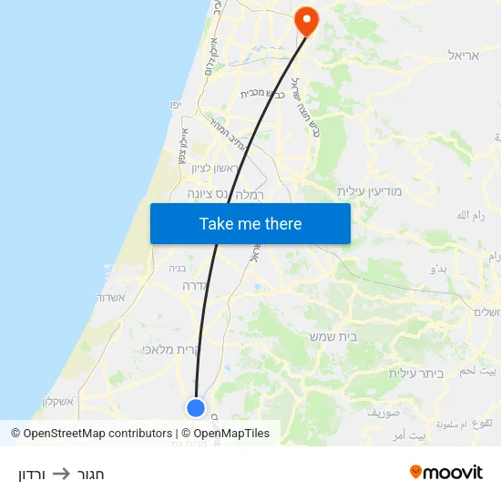 ורדון to חגור map