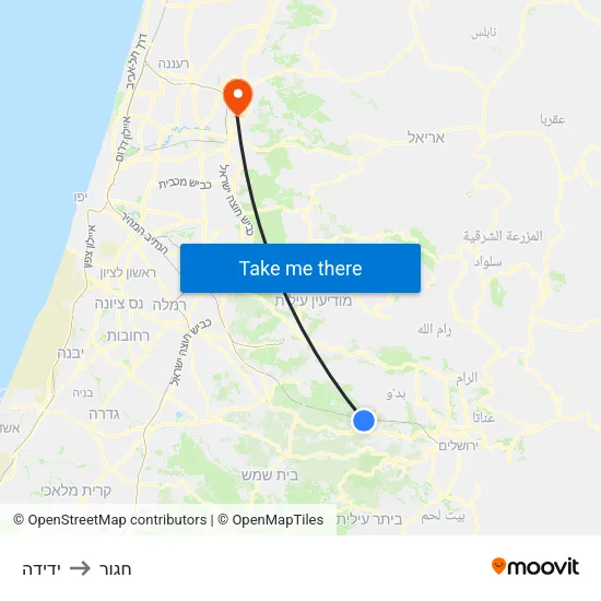 ידידה to חגור map