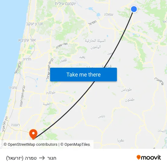 טמרה (יזרעאל) to חגור map