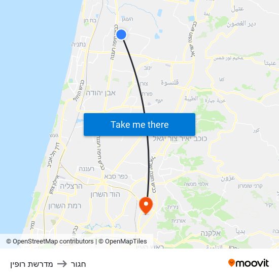 מדרשת רופין to חגור map