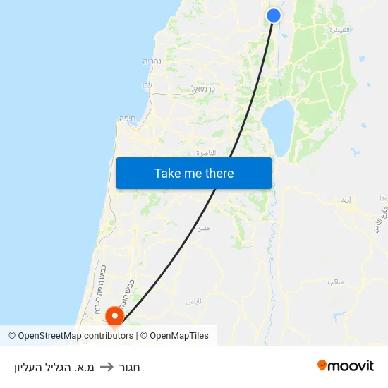 מ.א. הגליל העליון to חגור map