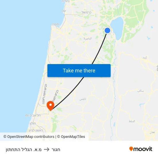 מ.א. הגליל התחתון to חגור map