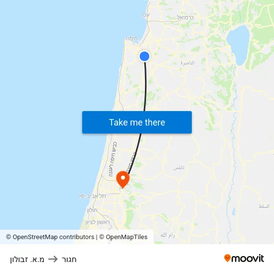 מ.א. זבולון to חגור map