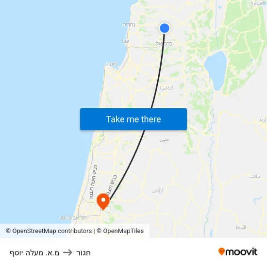 מ.א. מעלה יוסף to חגור map