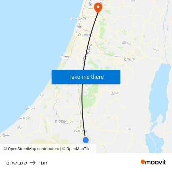 שגב-שלום to חגור map