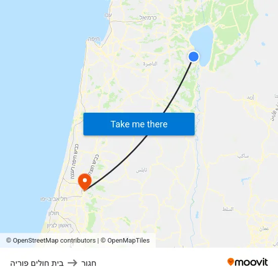 בית חולים פוריה to חגור map