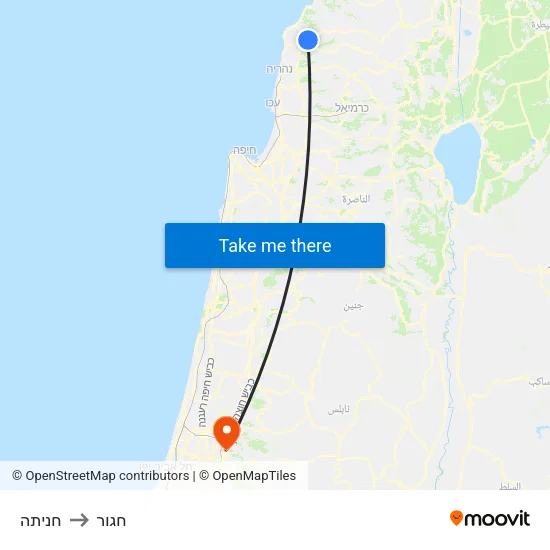 חניתה to חגור map