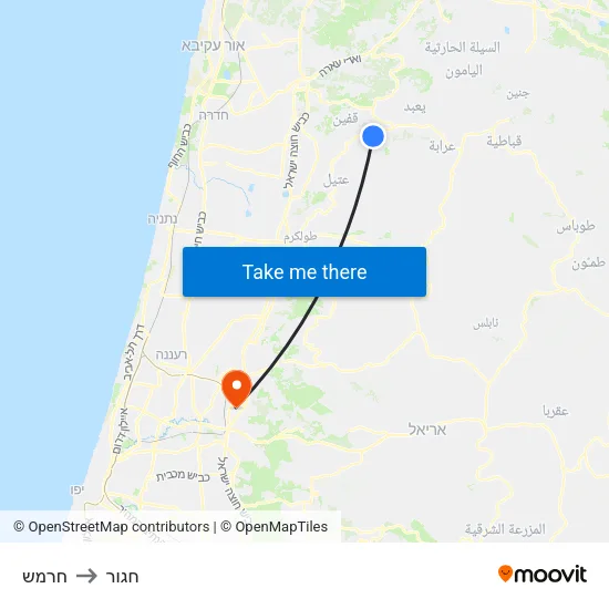 חרמש to חגור map