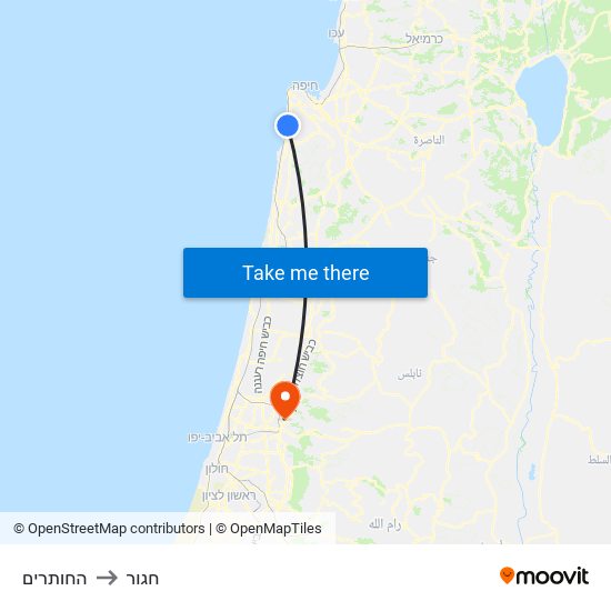 החותרים to חגור map