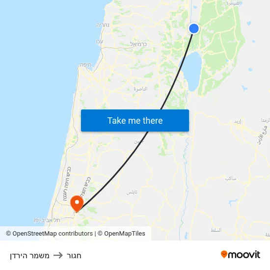 משמר הירדן to חגור map