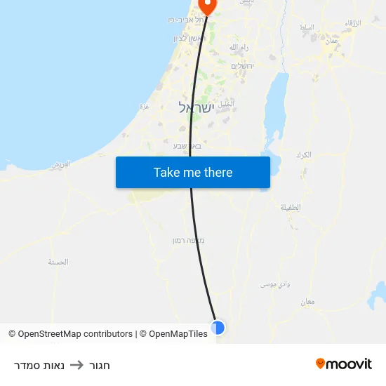 נאות סמדר to חגור map