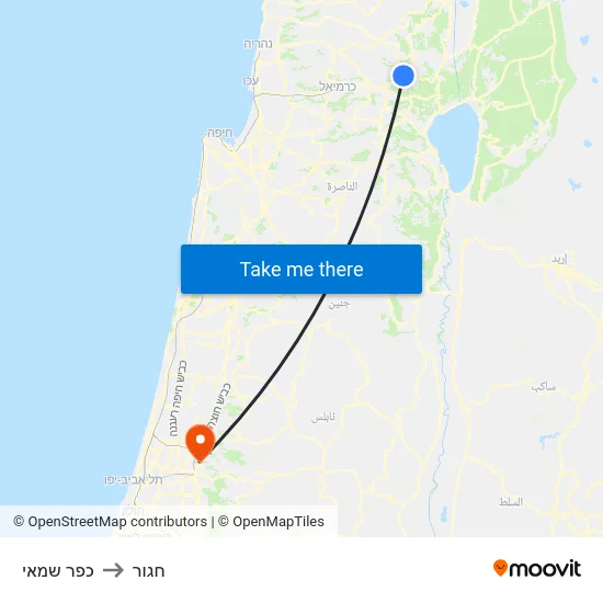 כפר שמאי to חגור map