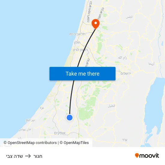 שדה צבי to חגור map