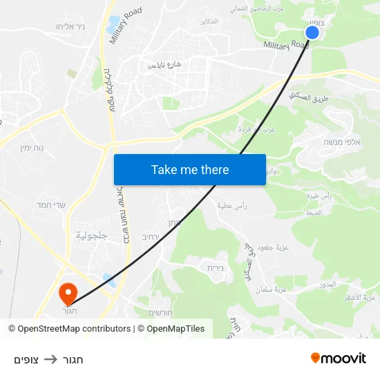 צופים to חגור map