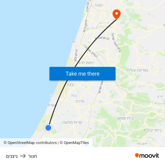 ניצנים to חגור map