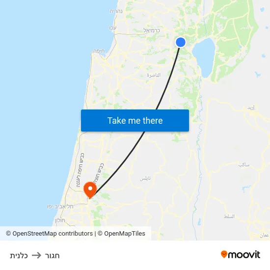כלנית to חגור map