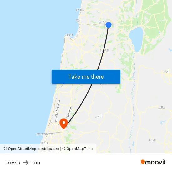 כמאנה to חגור map