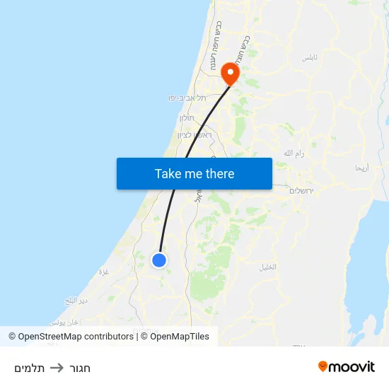 תלמים to חגור map